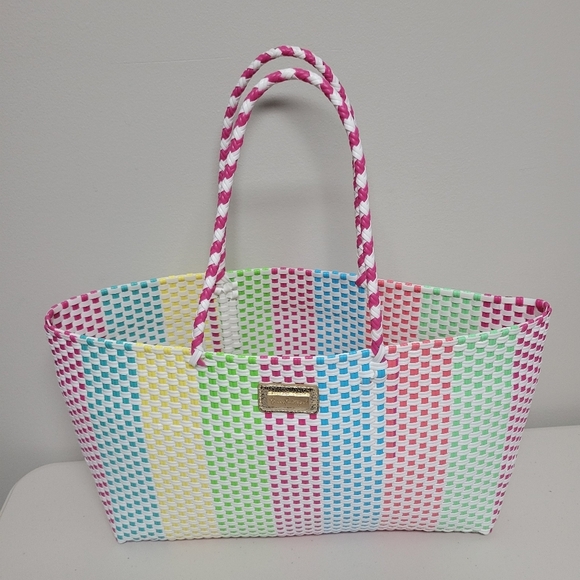 Lilly Pulitzer Multi Colored Woven Tote Bag. - Picture 2 of 10